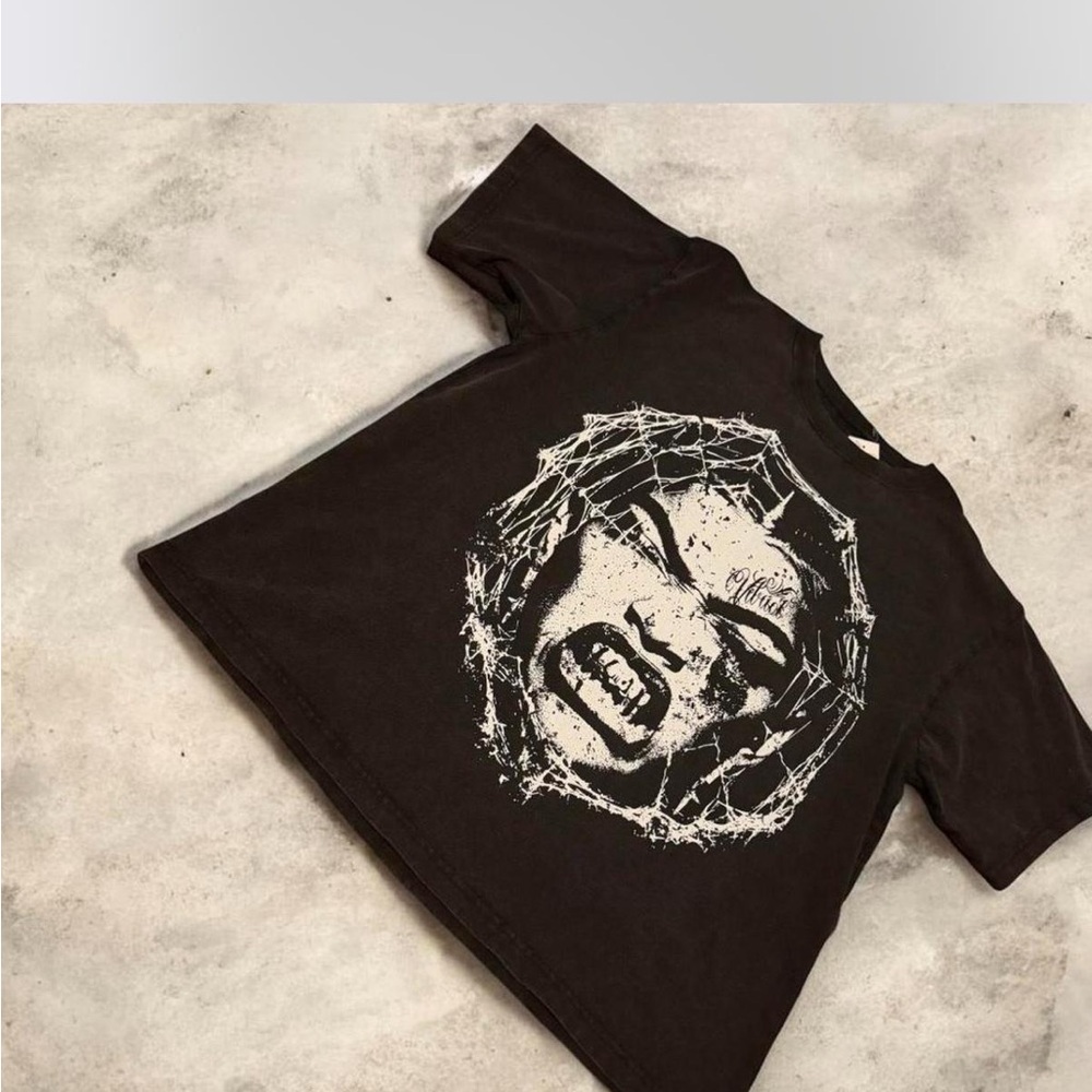 Black Graphic T-Shirt with White Design